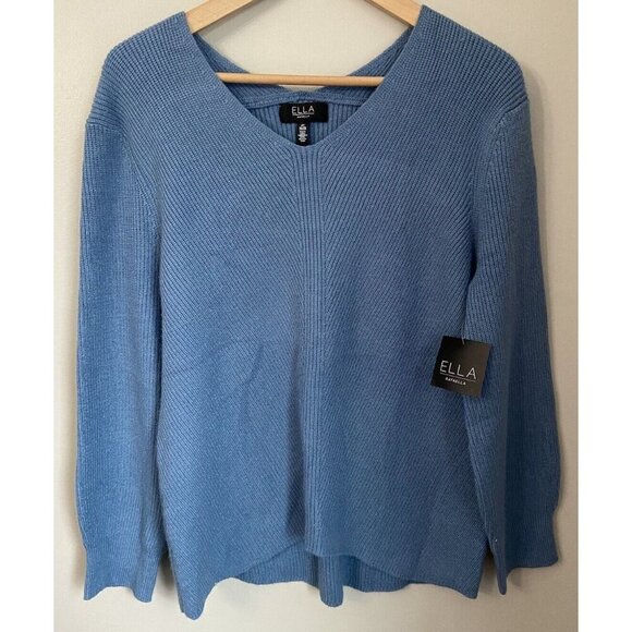 NWT Ella Rafaella Sweater Pullover Blue Size Large Petite LP New - Picture 1 of 4